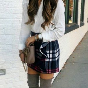 J.CREW Navy Plaid Wool Ruffle Mini Skirt - SIZE 4